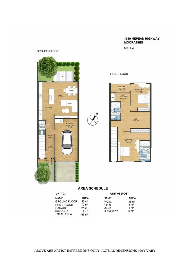 Floorplan of Homely townhouse listing, 3/1019 Nepean Highway, Moorabbin VIC 3189