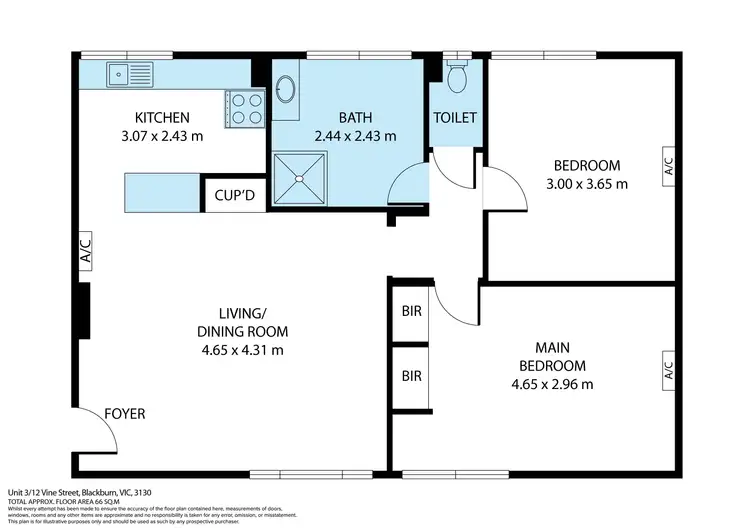 Floorplan of Homely unit listing, 3/12 Vine Street, Blackburn VIC 3130