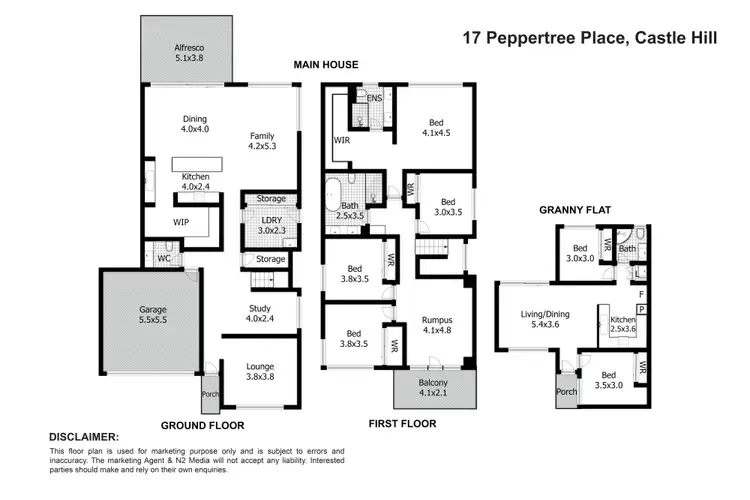Floorplan of Homely semi-detached listing, 17 Peppertree Place, Castle Hill NSW 2154