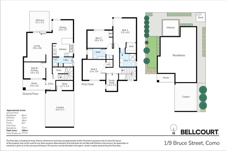 Floorplan of Homely townhouse listing, 1/9 Bruce Street, Como WA 6152