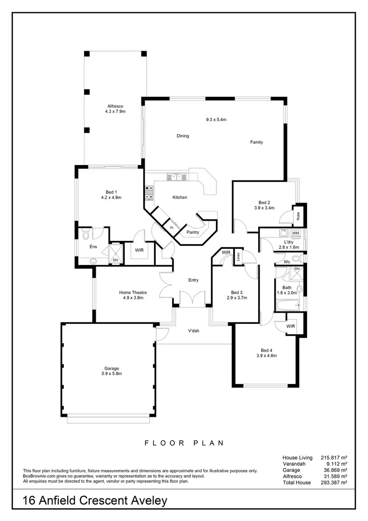 Floorplan of Homely house listing, 16 Anfield Crescent, Aveley WA 6069