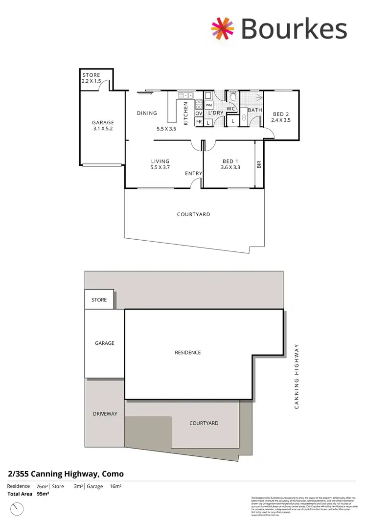 Floorplan of Homely villa listing, 2/355 Canning Highway, Como WA 6152