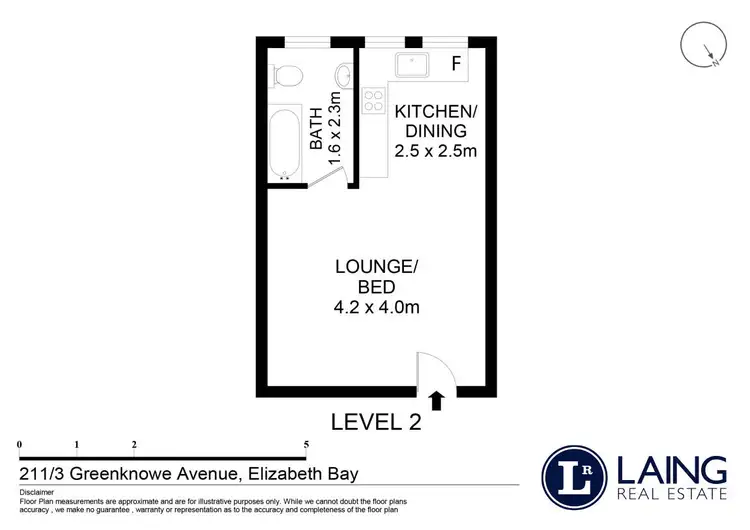 Floorplan of Homely studio listing, 211/3-5 Greenknowe Avenue, Elizabeth Bay NSW 2011