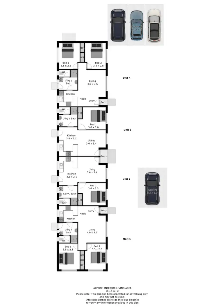 Floorplan of Homely block of units listing, 1-4/107 Docking Street, Wodonga VIC 3690