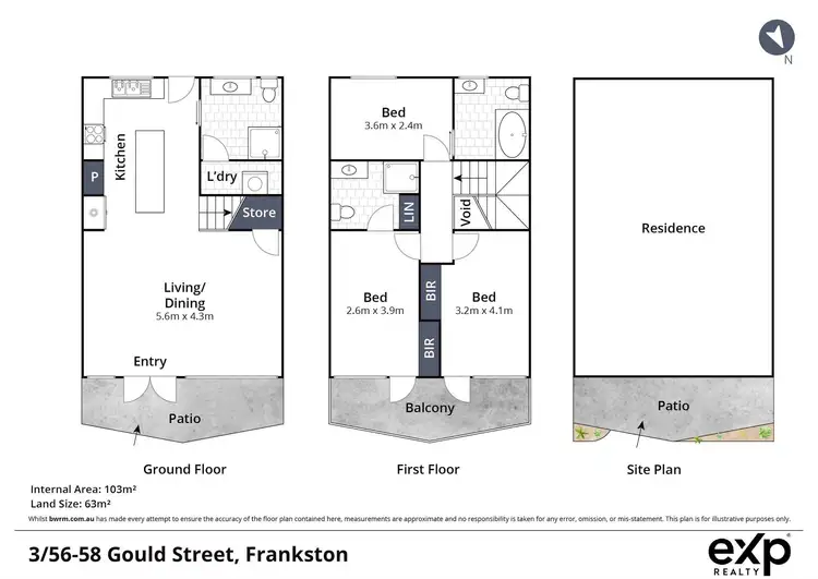 Floorplan of Homely townhouse listing, 3/56 Gould Street, Frankston VIC 3199