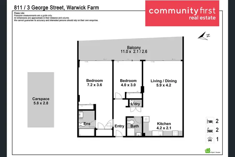 Floorplan of Homely apartment listing, 811/3 George Street, Warwick Farm NSW 2170