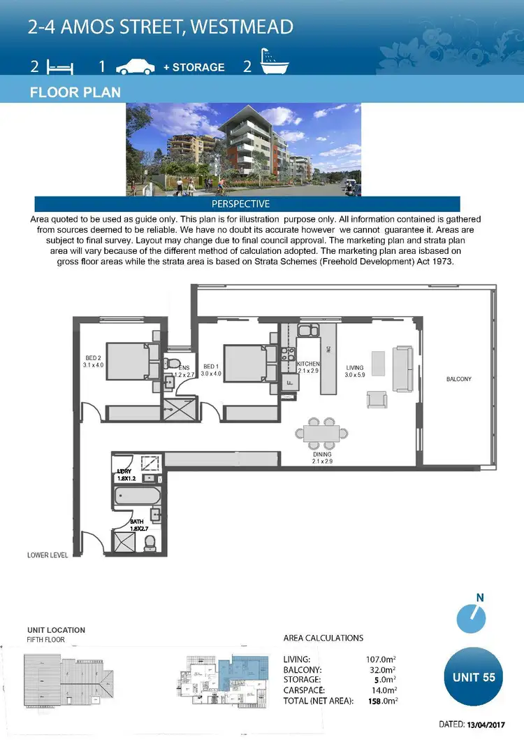 Floorplan of Homely apartment listing, 502/2-4 Amos Street, Parramatta NSW 2150