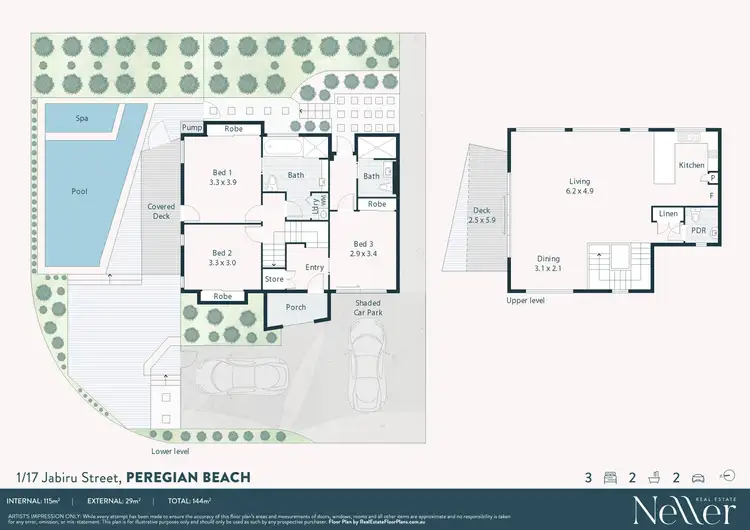 Floorplan of Homely semi-detached listing, 1/17 Jabiru Street, Peregian Beach QLD 4573