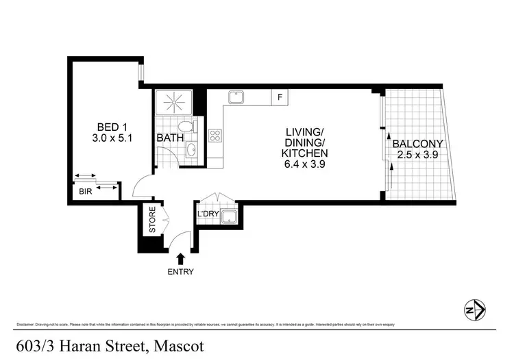 Floorplan of Homely apartment listing, 603/3 Harran Street, Mascot NSW 2020