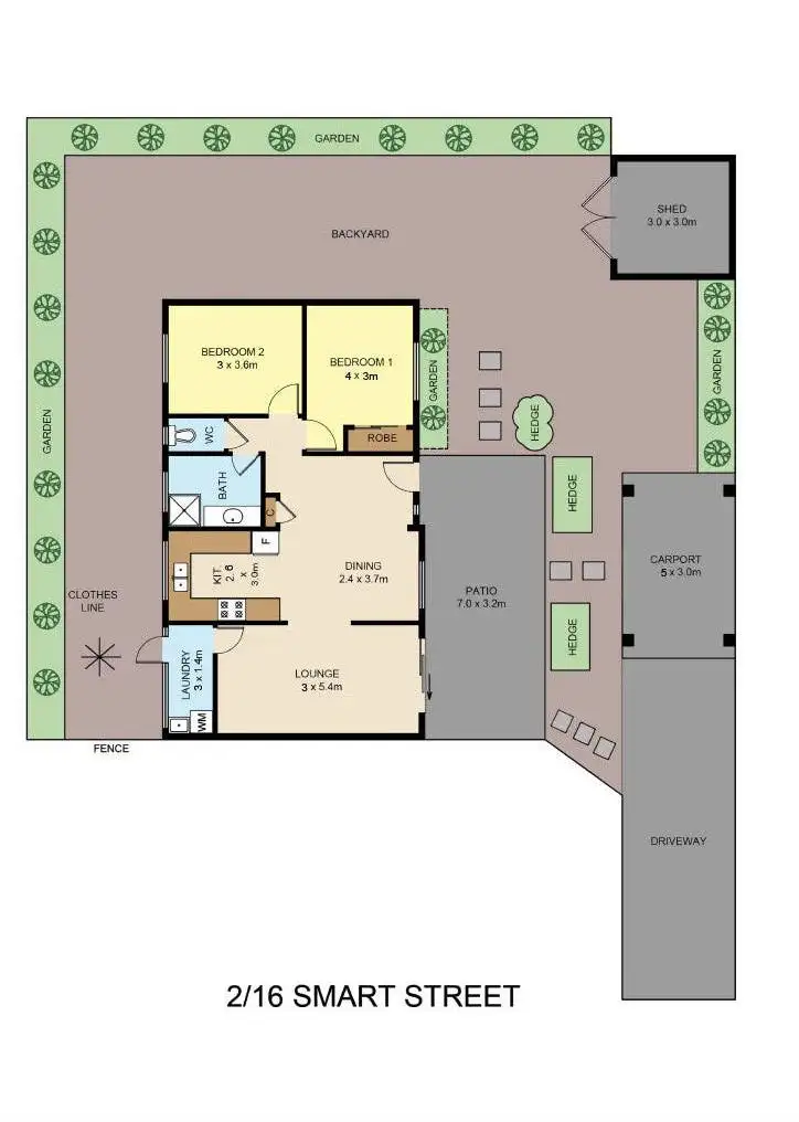 Floorplan of Homely semi-detached listing, 2/16 Smart Street, Mooroobool QLD 4870