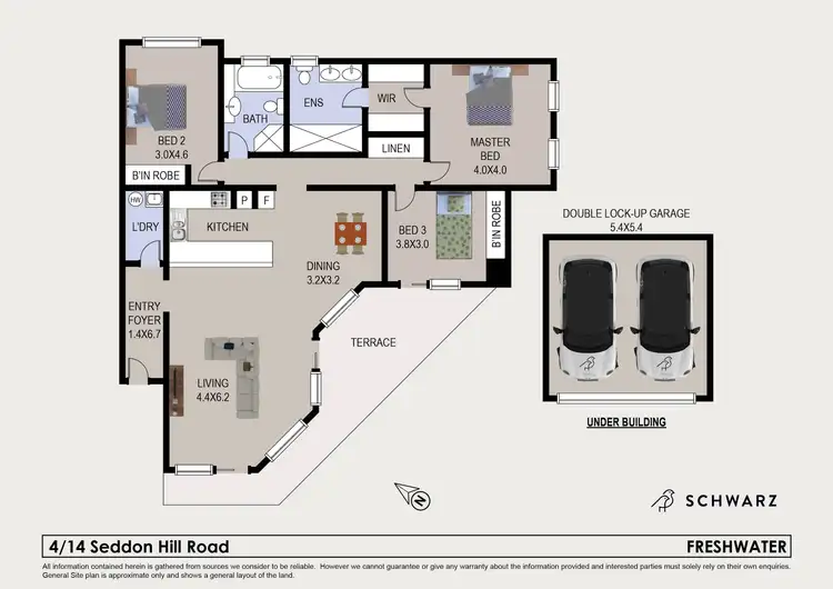Floorplan of Homely unit listing, 4/14 Seddon Hill Road, Freshwater NSW 2096