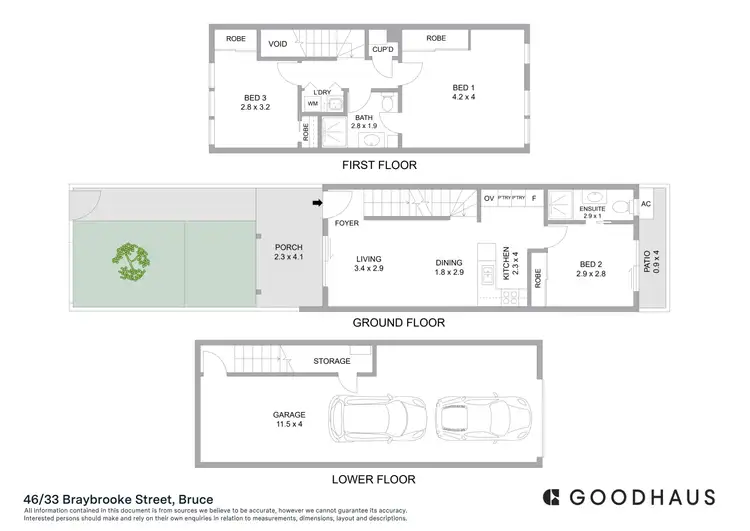 Floorplan of Homely townhouse listing, 46/33 Braybrooke Street, Bruce ACT 2617