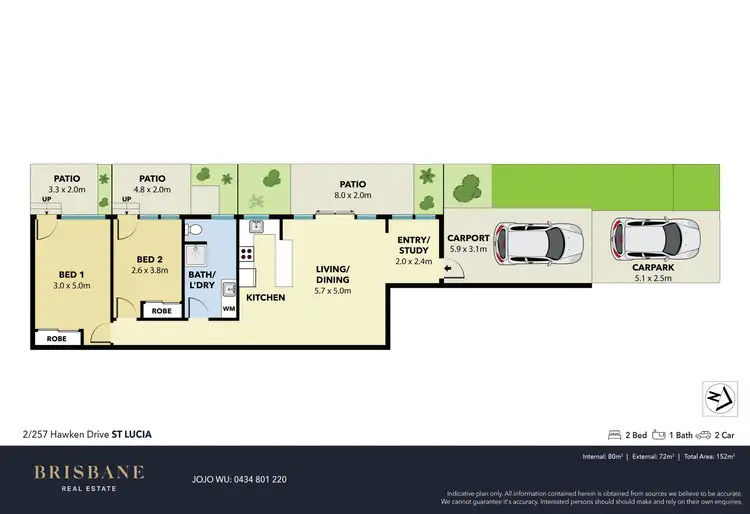 Floorplan of Homely unit listing, 2/257 Hawken Drive, St Lucia QLD 4067