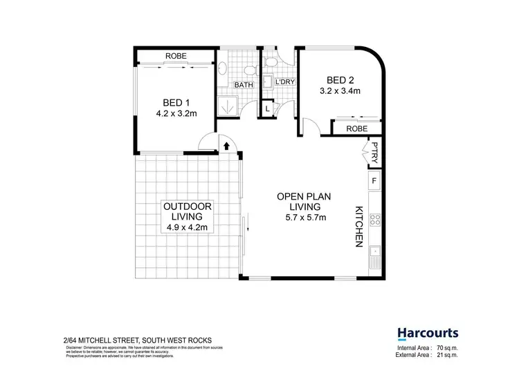Floorplan of Homely unit listing, 2/64 Mitchell Street, South West Rocks NSW 2431