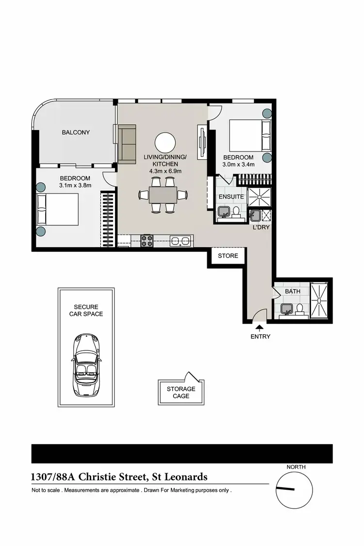 Floorplan of Homely apartment listing, 1307/88A Christie Street, St Leonards NSW 2065