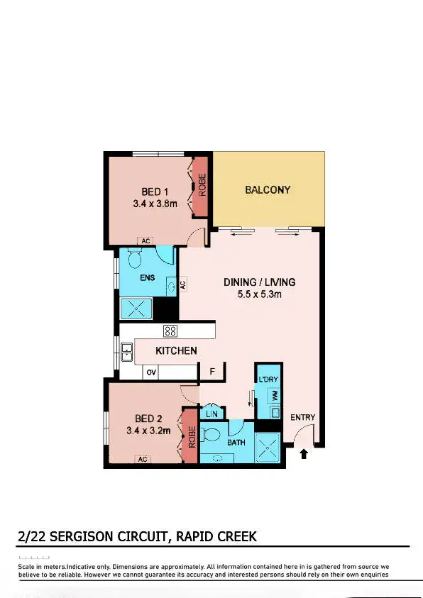 Floorplan of Homely unit listing, 2/22 Sergison Circuit, Rapid Creek NT 810