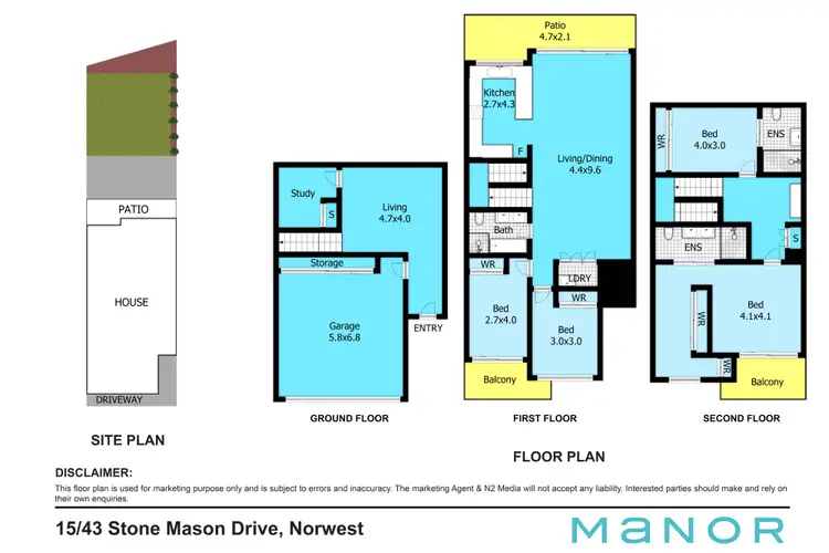 Floorplan of Homely townhouse listing, 15/43 Stone Mason Drive, Norwest NSW 2153