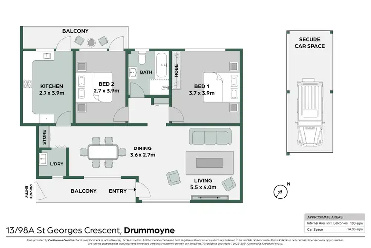 Floorplan of Homely unit listing, 13/98a St Georges Crescent, Drummoyne NSW 2047