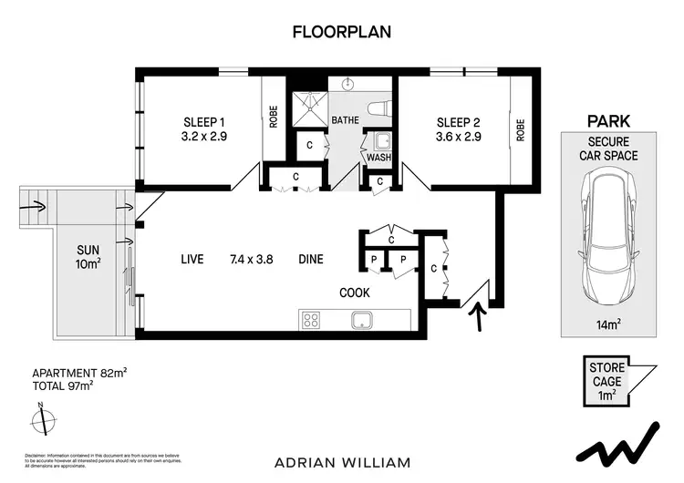 Floorplan of Homely apartment listing, 102/72B Macdonald Street, Erskineville NSW 2043