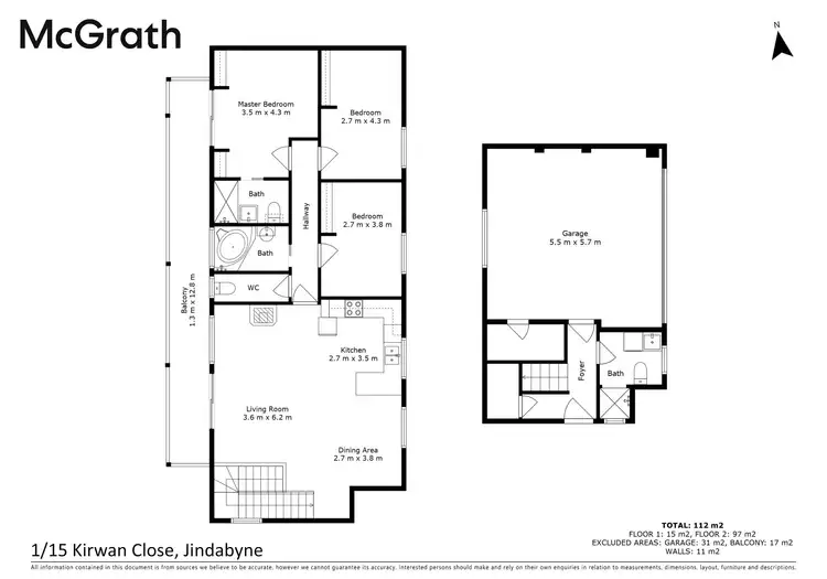 Floorplan of Homely townhouse listing, 1/15 Kirwan Close, Jindabyne NSW 2627