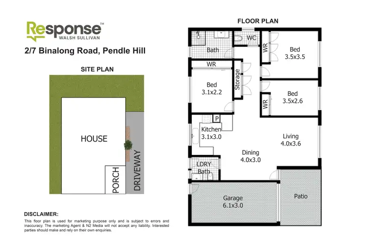 Floorplan of Homely semi-detached listing, 2/7 Binalong Road, Pendle Hill NSW 2145