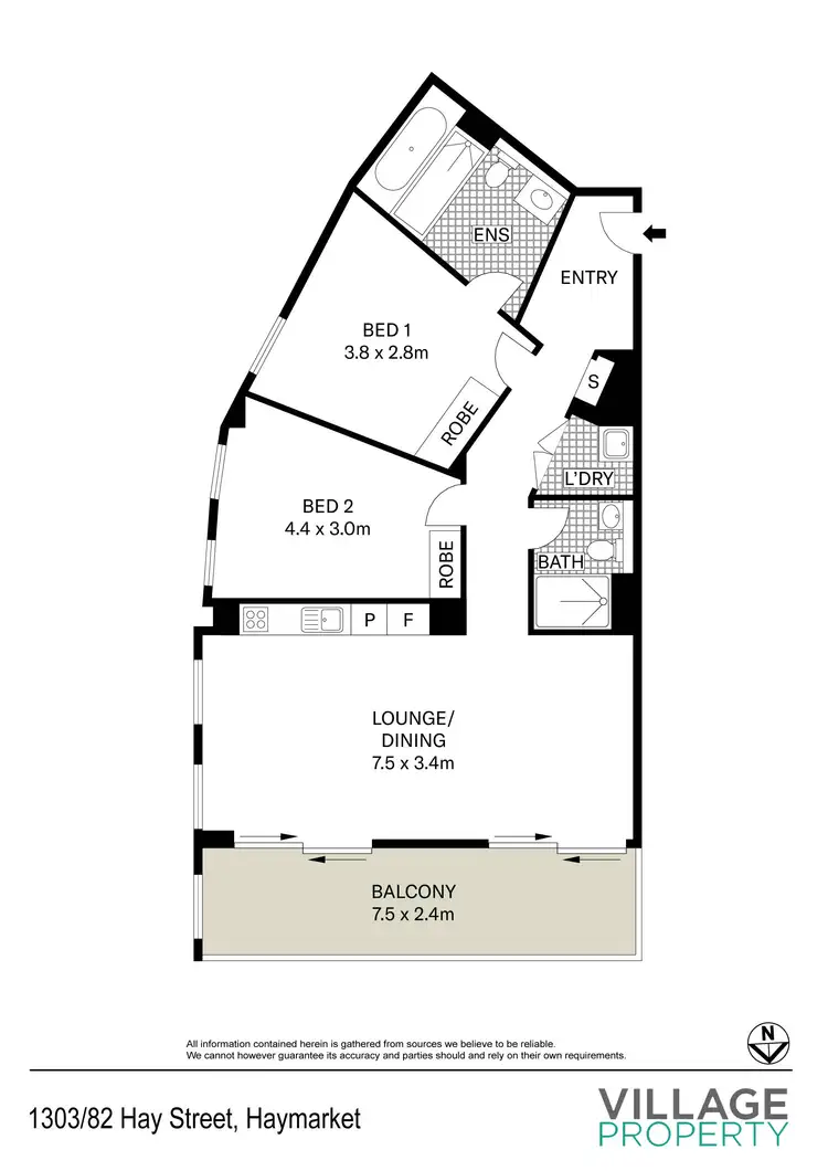Floorplan of Homely apartment listing, 1303/82 Hay Street, Haymarket NSW 2000