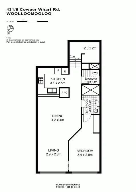 Floorplan of Homely apartment listing, 431/6 Cowper Wharf Road, Woolloomooloo NSW 2011