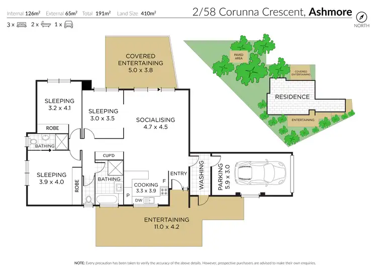 Floorplan of Homely semi-detached listing, 2/58 Corunna Crescent, Ashmore QLD 4214