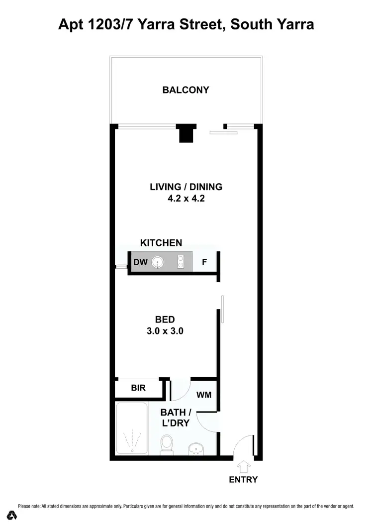 Floorplan of Homely apartment listing, 1203/7 Yarra Street, South Yarra VIC 3141