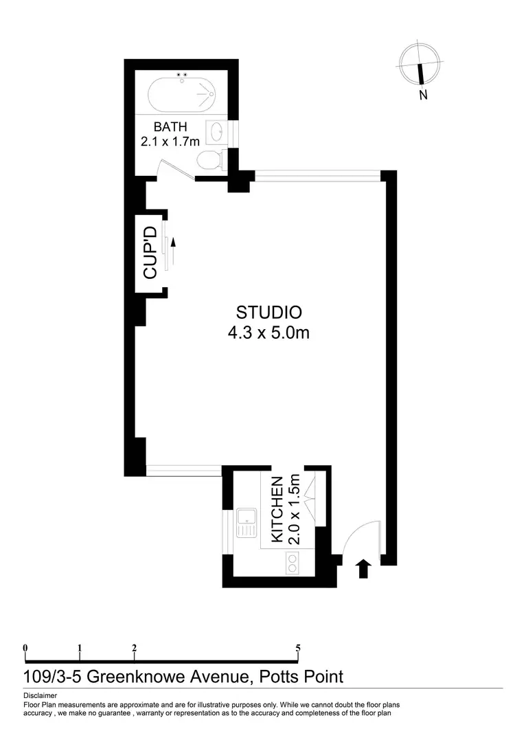 Floorplan of Homely studio listing, 109/3-5 Greenknowe Avenue, Elizabeth Bay NSW 2011