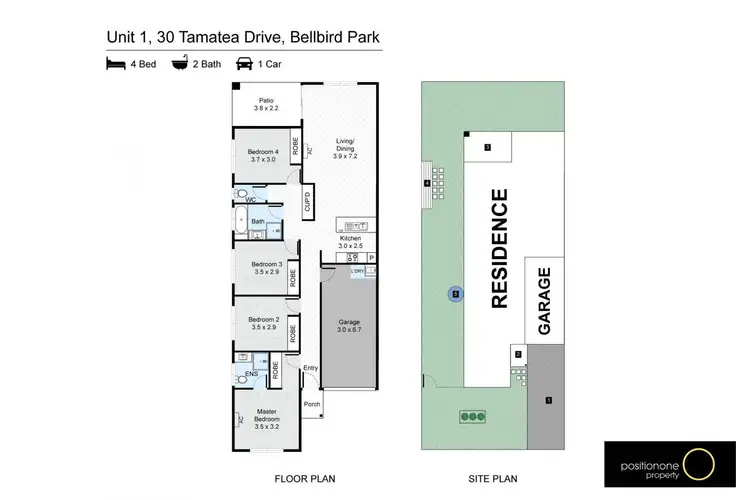 Floorplan of Homely semi-detached listing, 1/30 Tamatea Drive, Bellbird Park QLD 4300