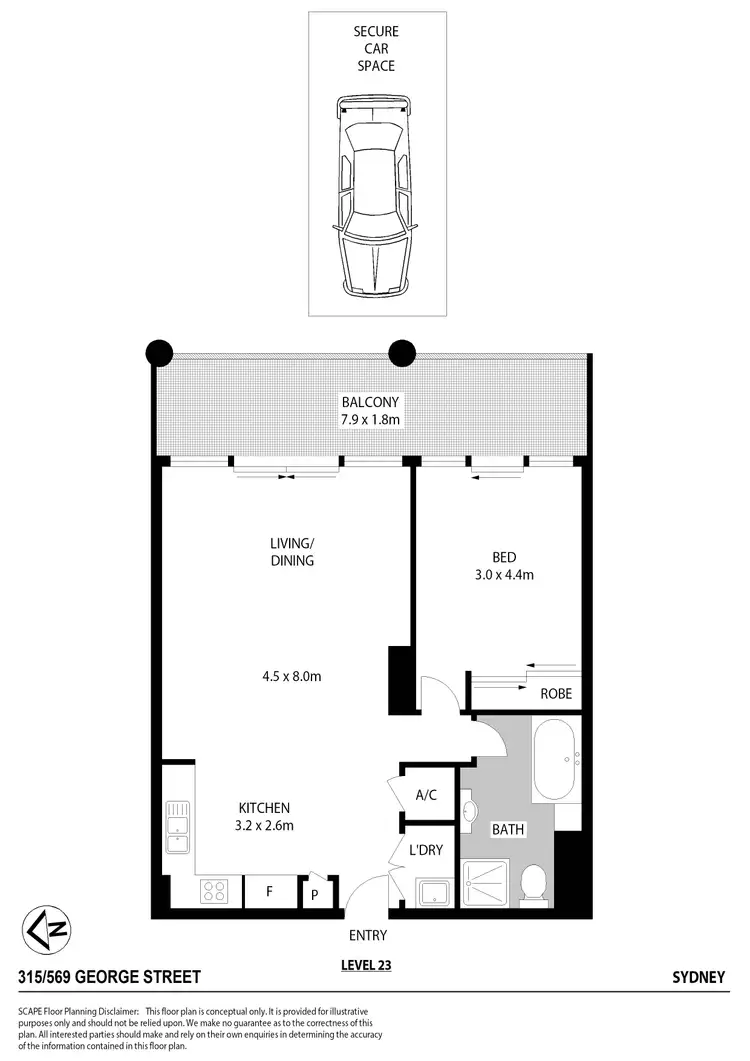 Floorplan of Homely apartment listing, 315/569-581 George Street, Sydney NSW 2000
