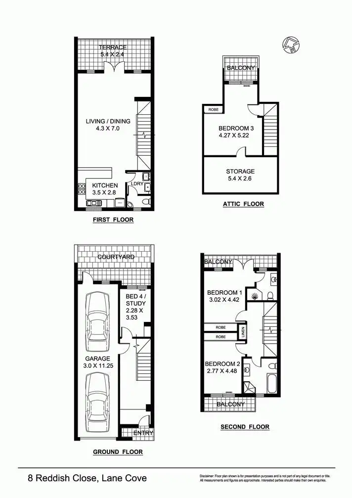 Floorplan of Homely townhouse listing, 8 Reddish Close, Lane Cove NSW 2066