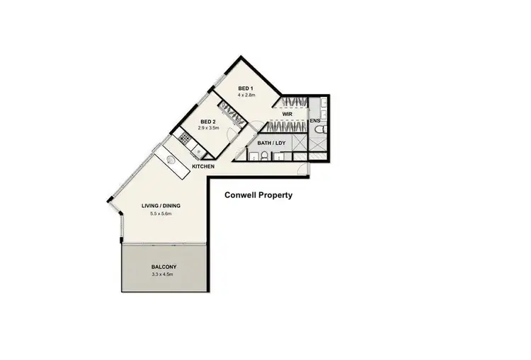Floorplan of Homely apartment listing, 166/420 Queen Street, Brisbane City QLD 4000
