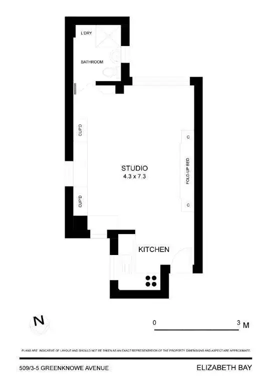 Floorplan of Homely studio listing, 509/3-5 Greenknowe Avenue, Elizabeth Bay NSW 2011