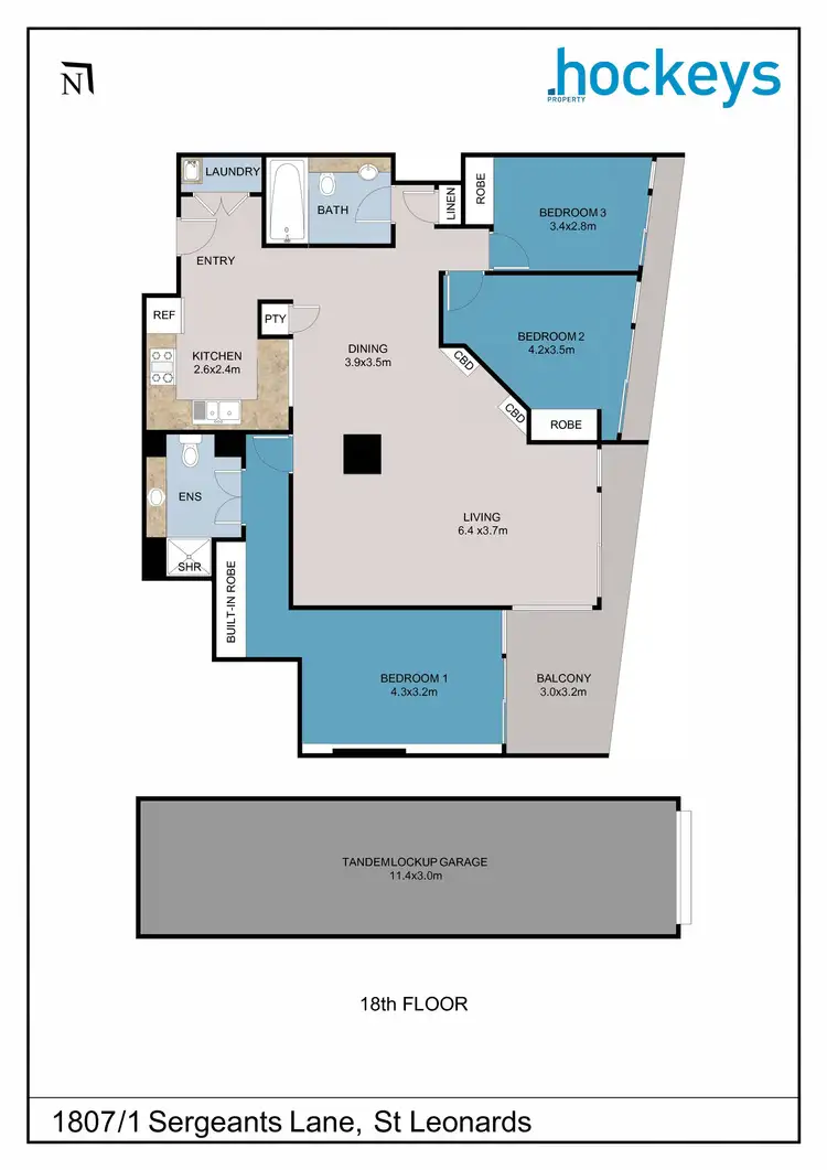 Floorplan of Homely apartment listing, 1807/1 Sergeants Lane, St Leonards NSW 2065