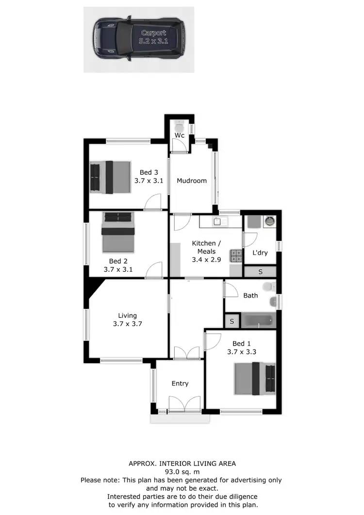 Floorplan of Homely unit listing, 1/212 Lawrence Street, Wodonga VIC 3690