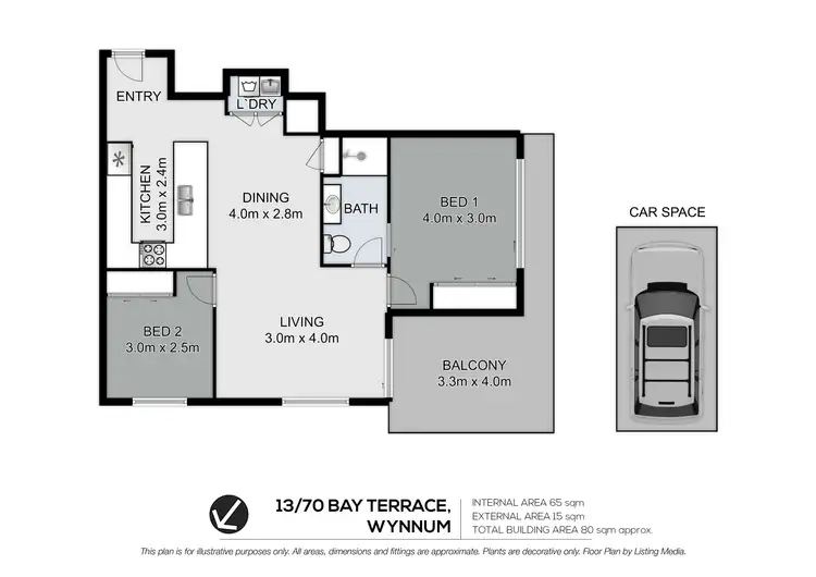 Floorplan of Homely apartment listing, Level 2/13/70 Bay Terrace Terrace, Wynnum QLD 4178