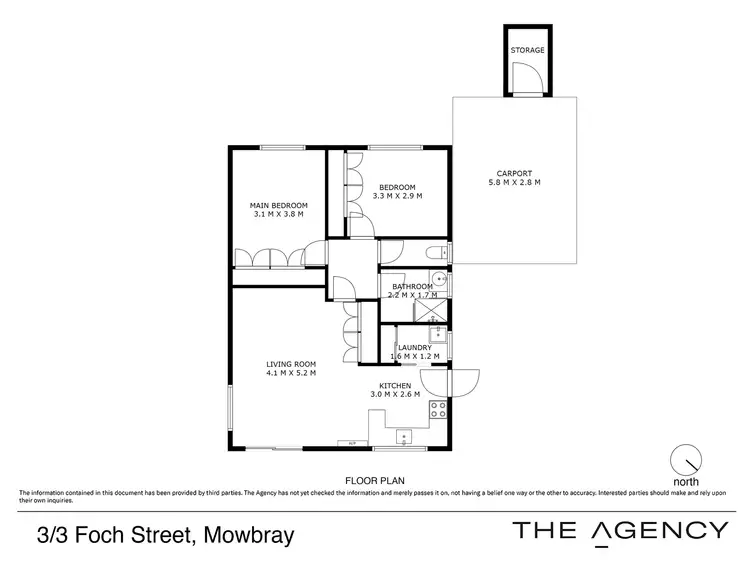 Floorplan of Homely unit listing, 3/3 Foch Street, Mowbray TAS 7248