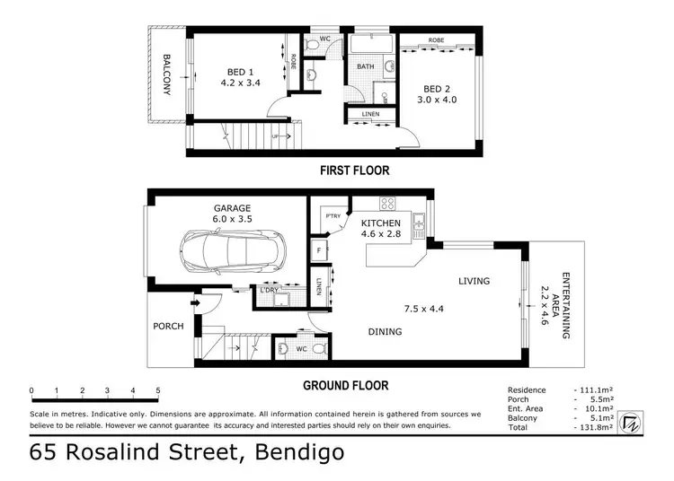 Floorplan of Homely townhouse listing, 65 Rosalind Street, Bendigo VIC 3550