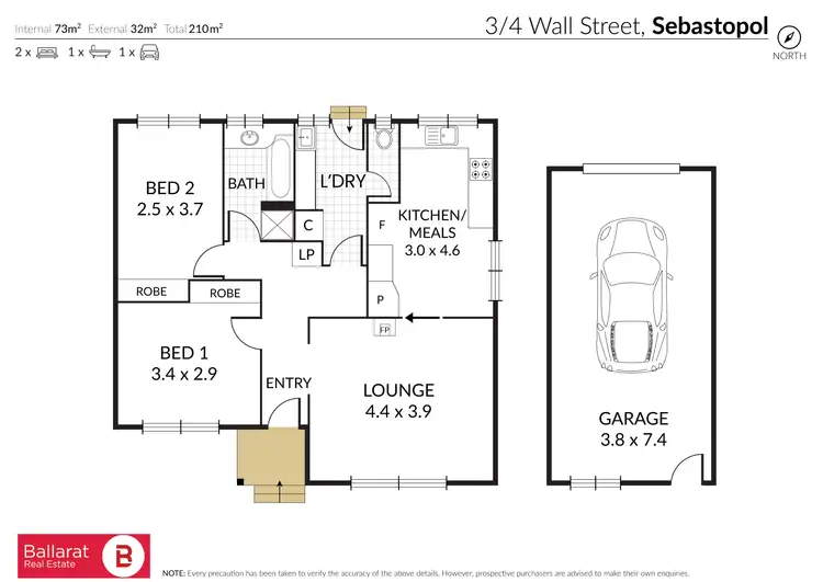 Floorplan of Homely unit listing, 3/4 Wall Street, Sebastopol VIC 3356