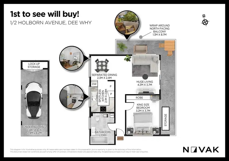 Floorplan of Homely apartment listing, 1/2 Holborn Avenue, Dee Why NSW 2099