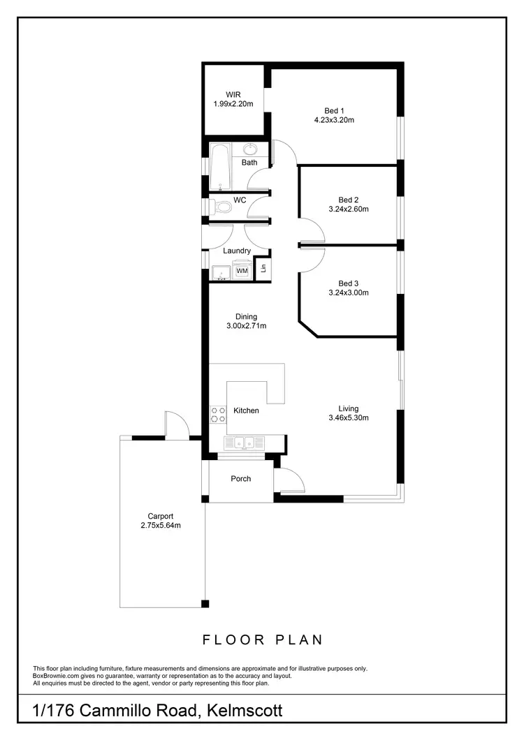 Floorplan of Homely unit listing, 1/176 Cammillo Road, Kelmscott WA 6111