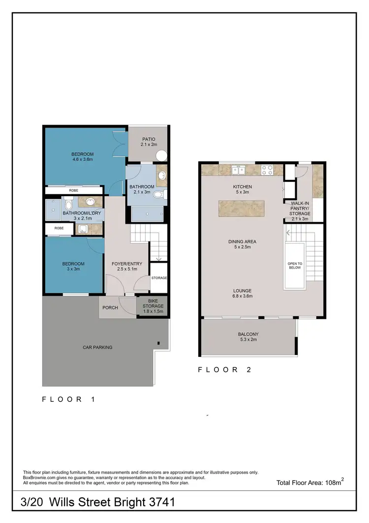 Floorplan of Homely townhouse listing, 3/20 Wills Street, Bright VIC 3741