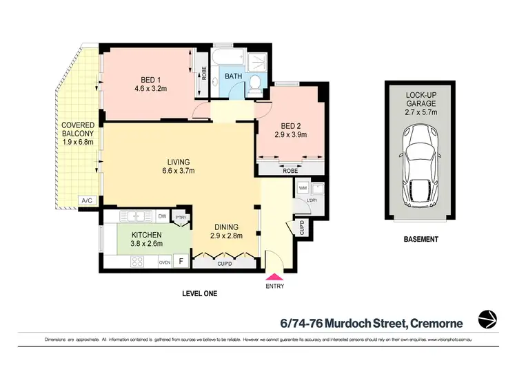 Floorplan of Homely apartment listing, 6/74-76 Murdoch Street, Cremorne NSW 2090