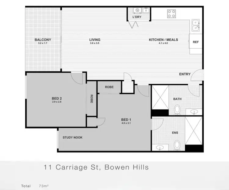 Floorplan of Homely unit listing, 311/11 Carriage Street, Bowen Hills QLD 4006