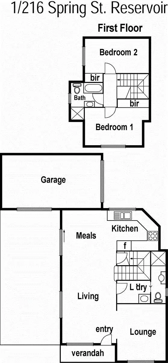Floorplan of Homely townhouse listing, 1/216 Spring Street, Reservoir VIC 3073