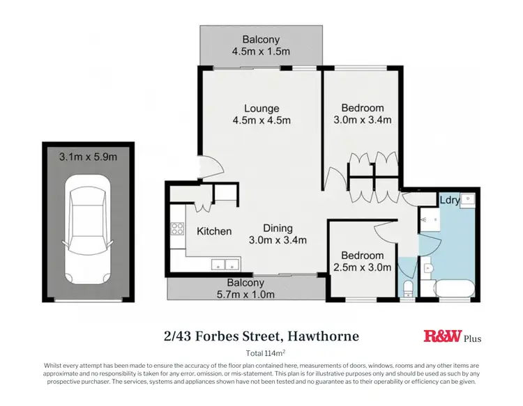 Floorplan of Homely unit listing, 2/43 Forbes Street, Hawthorne QLD 4171