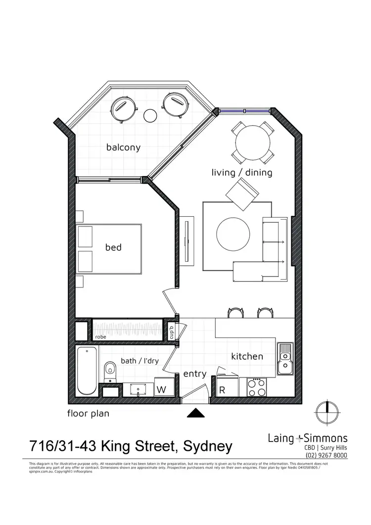 Floorplan of Homely apartment listing, 716/31-43 King Street, Sydney NSW 2000