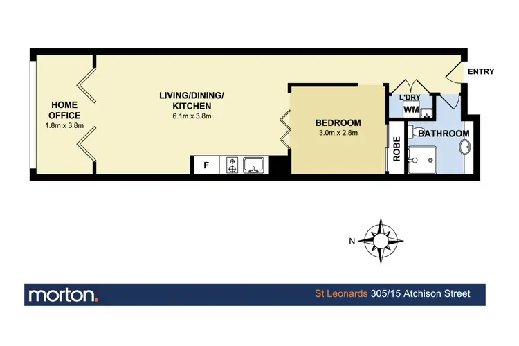 Floorplan of Homely studio listing, 305/15 Atchison Street, St Leonards NSW 2065